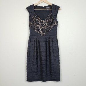 Adrianna Papell Black Tiered Lace Dress